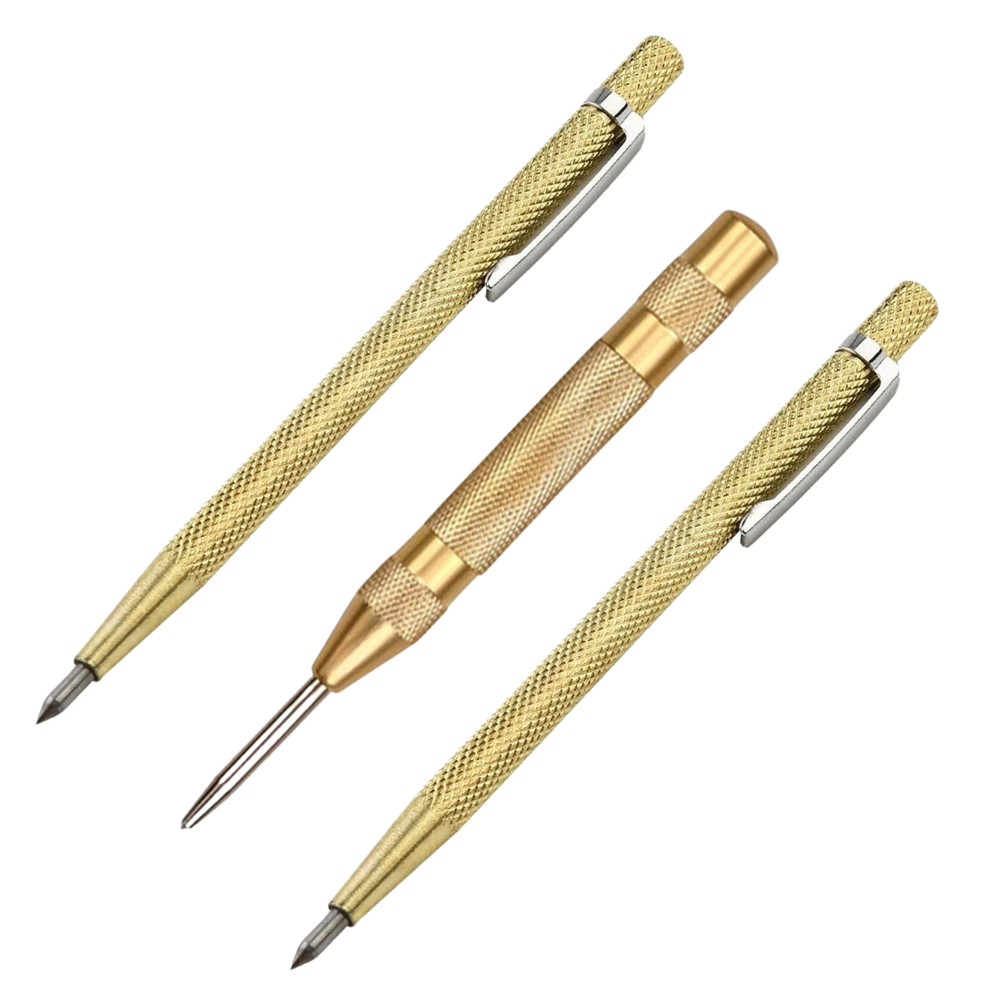 OKODOKO 2x Alloy Etching Tungsten Carbide Tip Scriber Pens & 1x Automatic Centre Punch