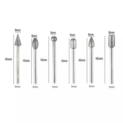 30pcs Diamond Grinding Bit Set for Dremel for Stone Glass Carving Polishing Diamond Grinding Burr Rotary Tool 3mm Shank