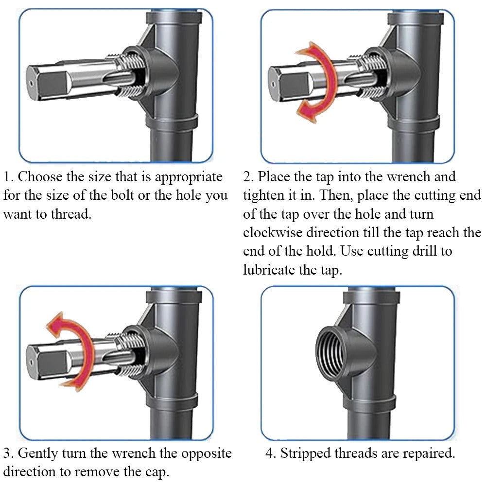 5 Piece BSP Pipe Tap Set, 1/8", 1/4", 3/8", 1/2"