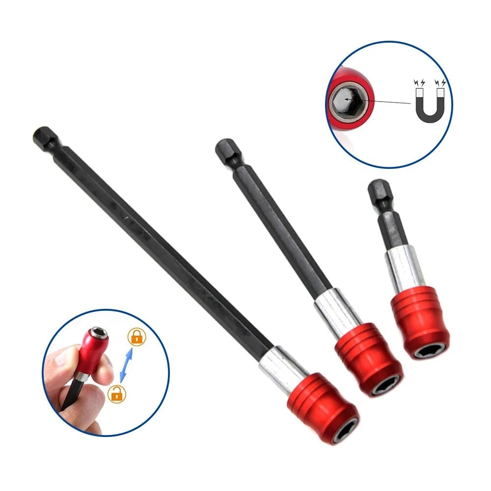 3pcs Magnetic Drill Bit Extension Set 60mm 100mm 150mm Quick Release 1/4” Hex Shank