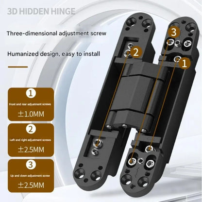 2 pack hidden cross hinges, zinc alloy, 180 degree adjustable invisible hinges for wooden doors