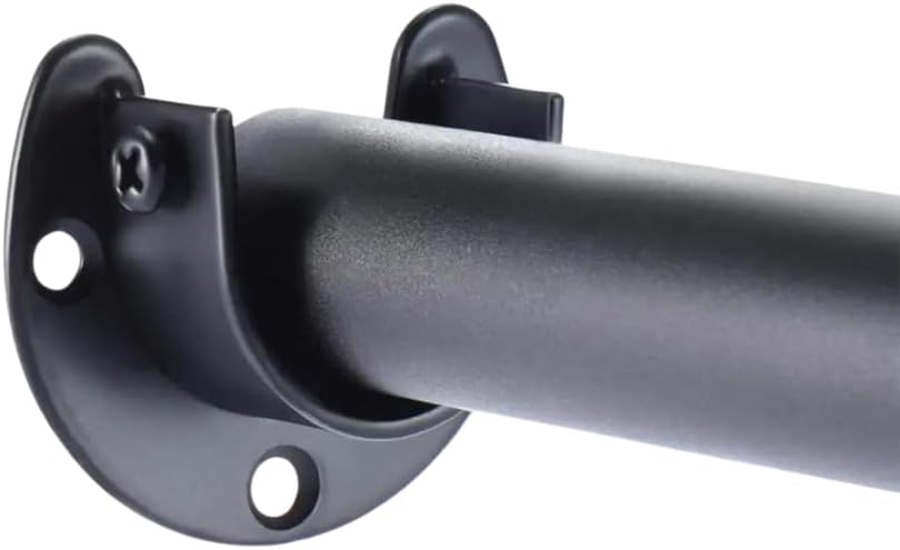 4pcs Black 25mm (0.98" Inch) Diameter Stainless Steel Rod Socket Flange U-Shape Bracket End Support for Curtain Pole, Wardrobe Closet & Bathroom Shower Rail Curtain