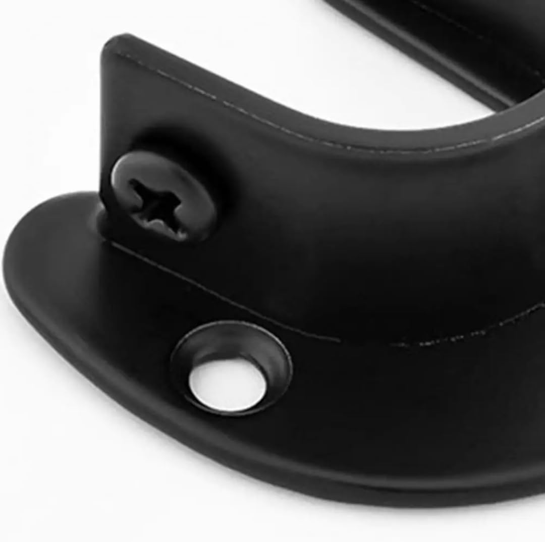 4pcs Black 25mm (0.98" Inch) Diameter Stainless Steel Rod Socket Flange U-Shape Bracket End Support for Curtain Pole, Wardrobe Closet & Bathroom Shower Rail Curtain