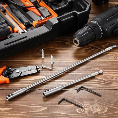 4pcs Drill Bit Extension Set 6" & 12" Long High-Carbon Steel Wood Spade Drill Bit Extender Extension Set for Wood Turners Furniture Carpentry and Construction with Allen Keys 1/4" Hex Shank