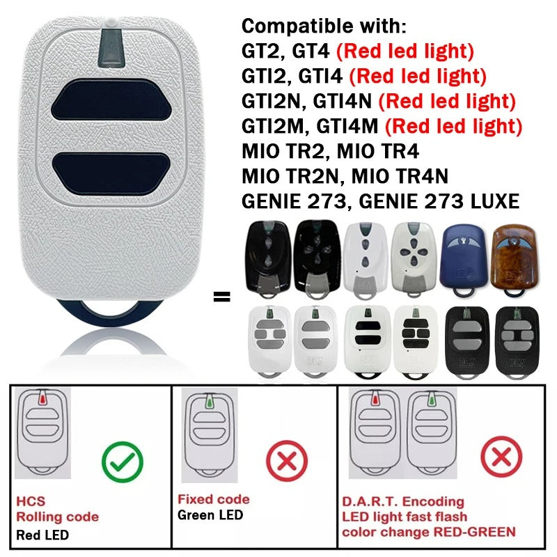 2 Pack 433.92MHz Garage Door Opener Remote Control Key Fob for DEA GTI2