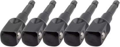 5pcs Heavy Duty Impact Grade Drill Extension Adapter 1/4" Inch Hex to 1/2" Inch Socket Drill Bit Adapter Cr-V Steel Set - 3" Inch Long