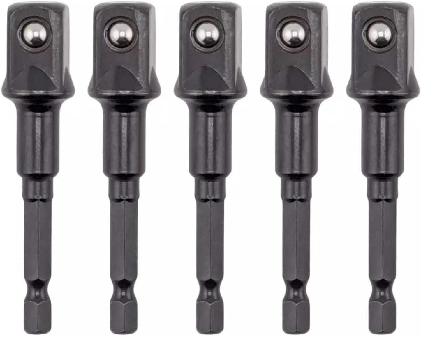 5pcs Heavy Duty Impact Grade Drill Extension Adapter 1/4" Inch Hex to 1/2" Inch Socket Drill Bit Adapter Cr-V Steel Set - 3" Inch Long