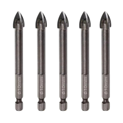 5pcs Titanium-Coated Masonry Drill Bits – Concrete, Ceramic Tile Triangle Tip Drill Bits with 1/4" Hex Shank for Mirror, Tile, Brick and Concrete Block (10mm Diameter)