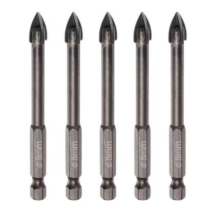 5pcs Titanium-Coated Masonry Drill Bits – Concrete, Ceramic Tile Triangle Tip Drill Bits with 1/4" Hex Shank for Mirror, Tile, Brick and Concrete Block (8mm Diameter)