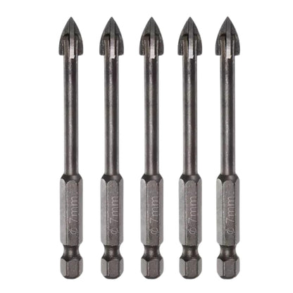 5pcs Titanium-Coated Masonry Drill Bits – Concrete, Ceramic Tile Triangle Tip Drill Bits with 1/4" Hex Shank for Mirror, Tile, Brick and Concrete Block (7mm Diameter)