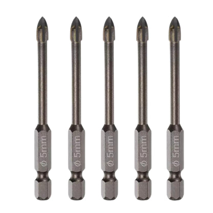 5pcs Titanium-Coated Masonry Drill Bits – Concrete, Ceramic Tile Triangle Tip Drill Bits with 1/4" Hex Shank for Mirror, Tile, Brick and Concrete Block (5mm Diameter)