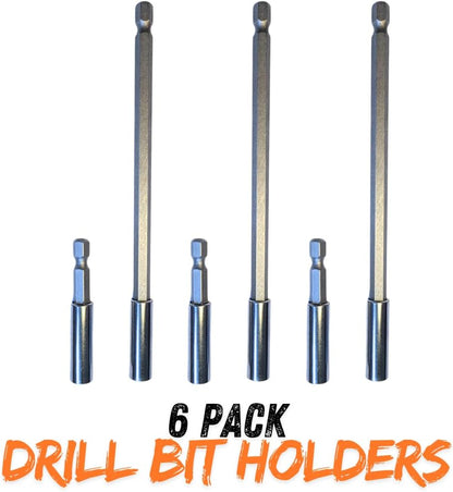 6 Pack of 60mm & 150mm Long Magnetic Drill Bit Holder for Impact Driver Drill Screwdriver fits Milwaukee Dewalt Bosch WERA etc. 1/4" Hex Extension Bars