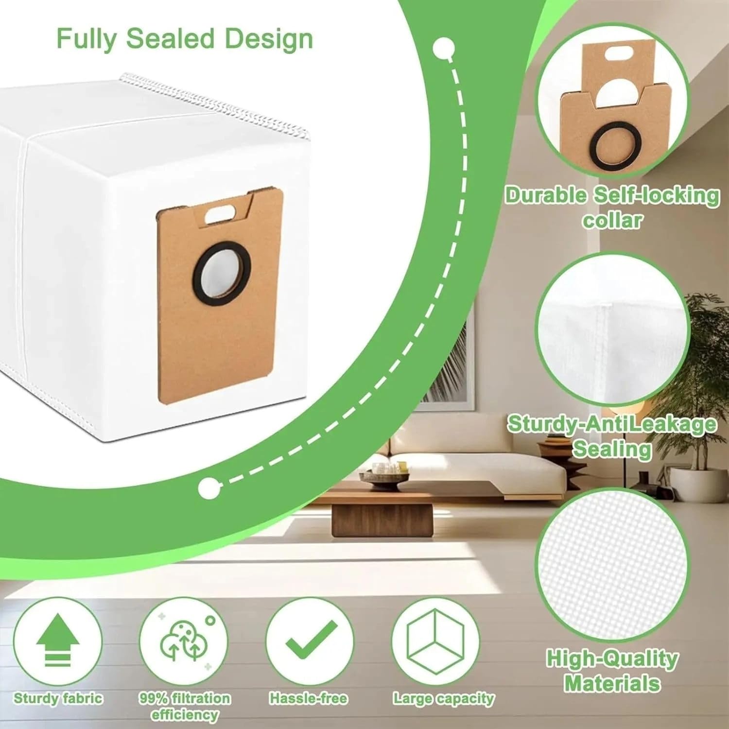 High-Capacity Replacement Dust Bags for Tapo RV30 RV20 Max Plus Robot Vacuums – Durable Non-Woven Design for Superior Debris Collection and a Cleaner Home