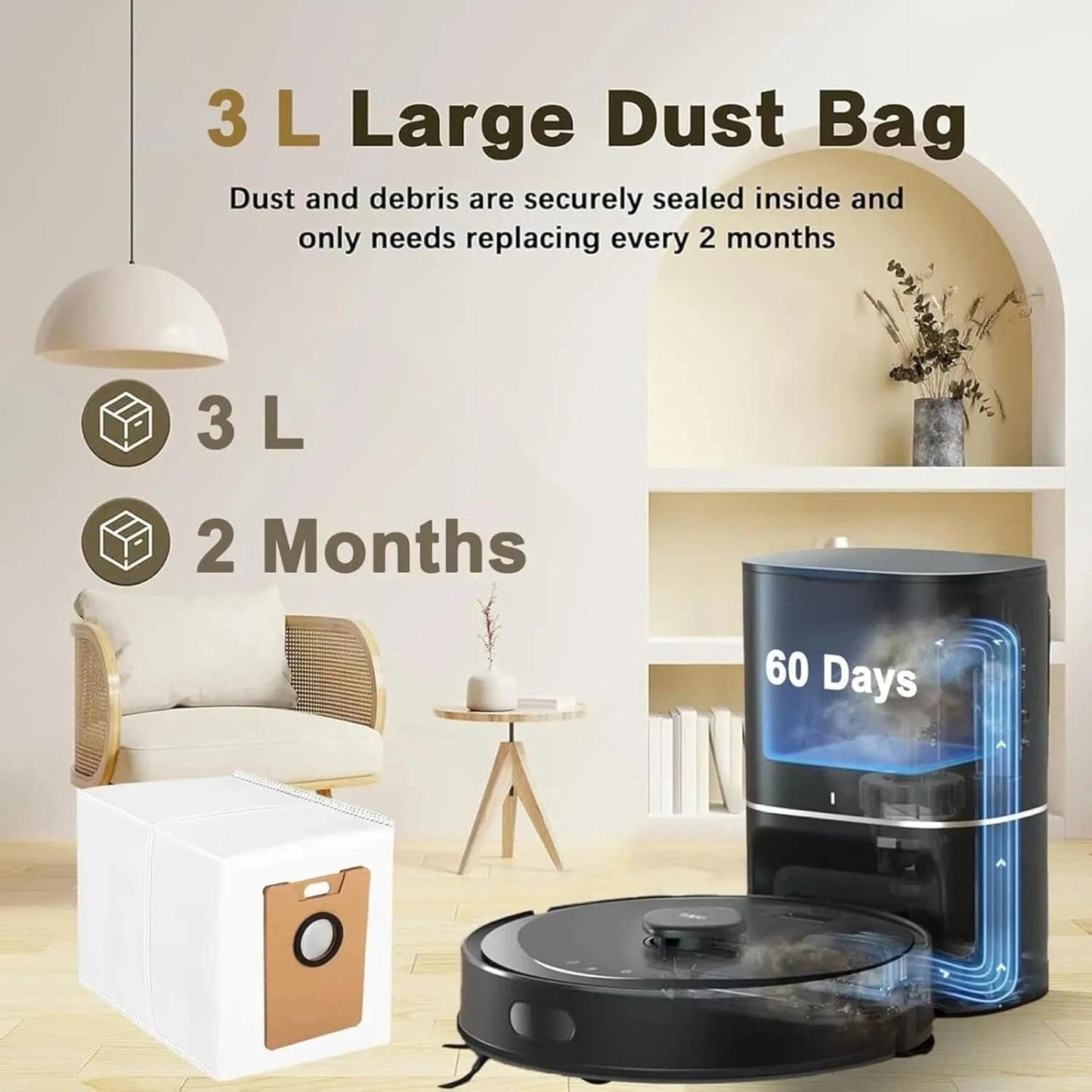 High-Capacity Replacement Dust Bags for Tapo RV30 RV20 Max Plus Robot Vacuums – Durable Non-Woven Design for Superior Debris Collection and a Cleaner Home