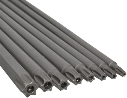 8 Pack of 200mm 7.9" Magnetic Long Reach Security Torx Bit Set (T8, T10, T15, T20, T25, T27, T30, T40) 1/4" Hex Shank - Star Screw Driver Drill Bits