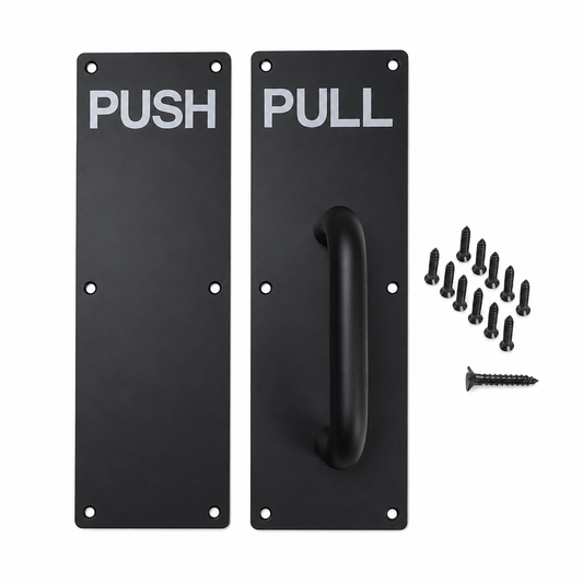 Heavy Duty Stainless Steel Pull Handle, Push Plate & Screws for Work Office Door