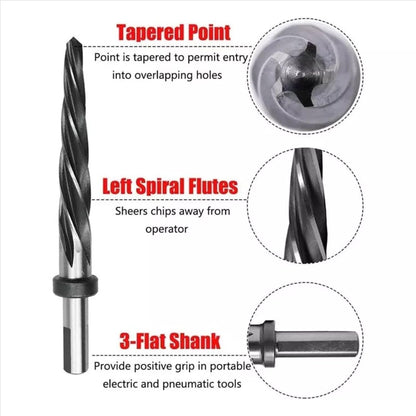 Heavy Duty 5/8" Spiral Flute Hole/Pipe Reamer with 1/2 inch Shank, M2 HSS Bridge Construction Taper Chucking Drill Bit Car/Maintenance Reamer for Metal, Steel, Alloy, Aluminium, Copper & Plastic