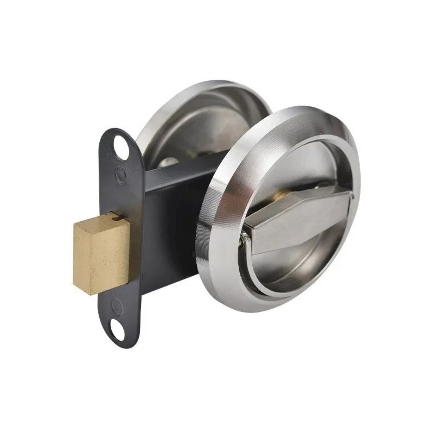 Double-Sided Stainless Steel Bathroom Door Twist Lock, Silver Finish with Lock