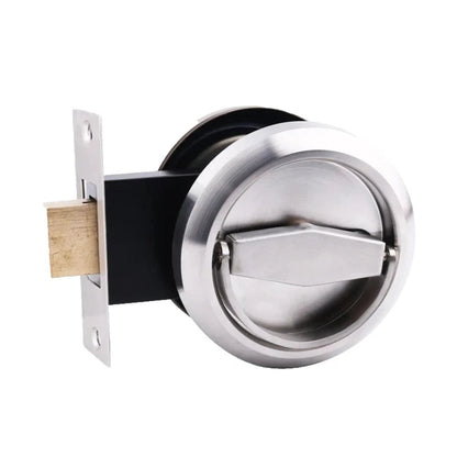 Double-Sided Stainless Steel Bathroom Door Twist Lock, Silver Finish with Lock