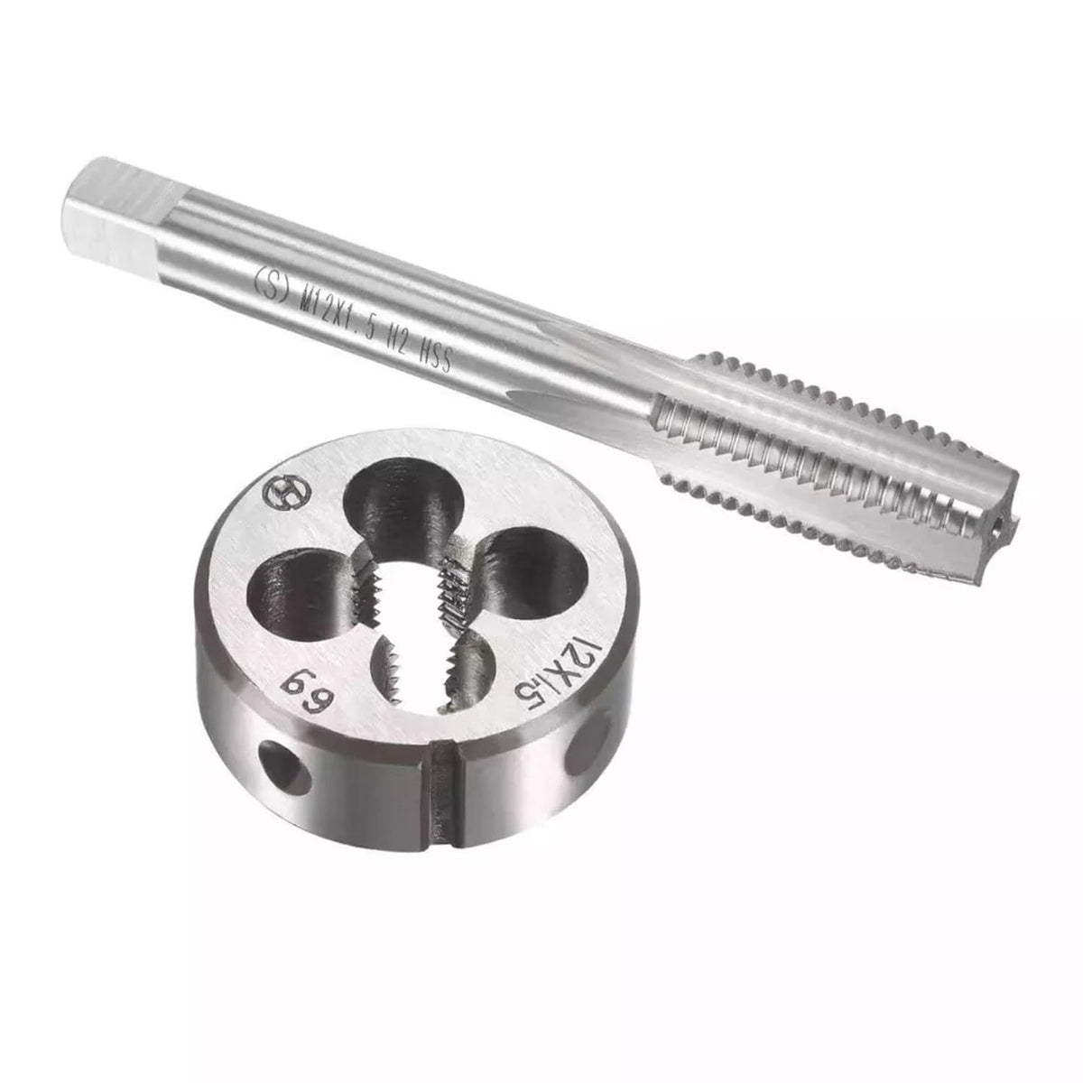 M12 x 1.5mm Metric Tap and Die Set HSS Machine Thread Tap with Round ...