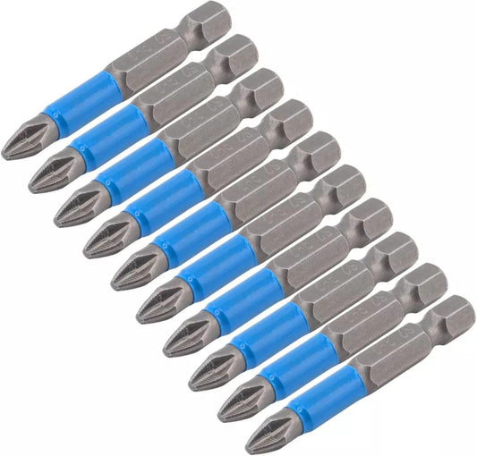Magnetic 10pcs PZ2 50mm Pozi Drive 2 Impact Duty Screwdriver Drill Bits Set S2 Steel