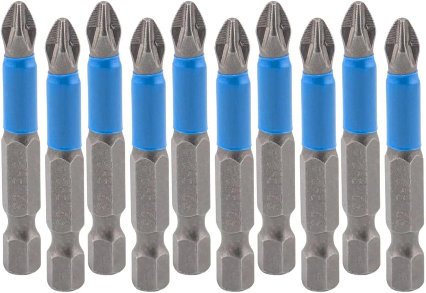 Magnetic 10pcs PZ2 50mm Pozi Drive 2 Impact Duty Screwdriver Drill Bits Set S2 Steel