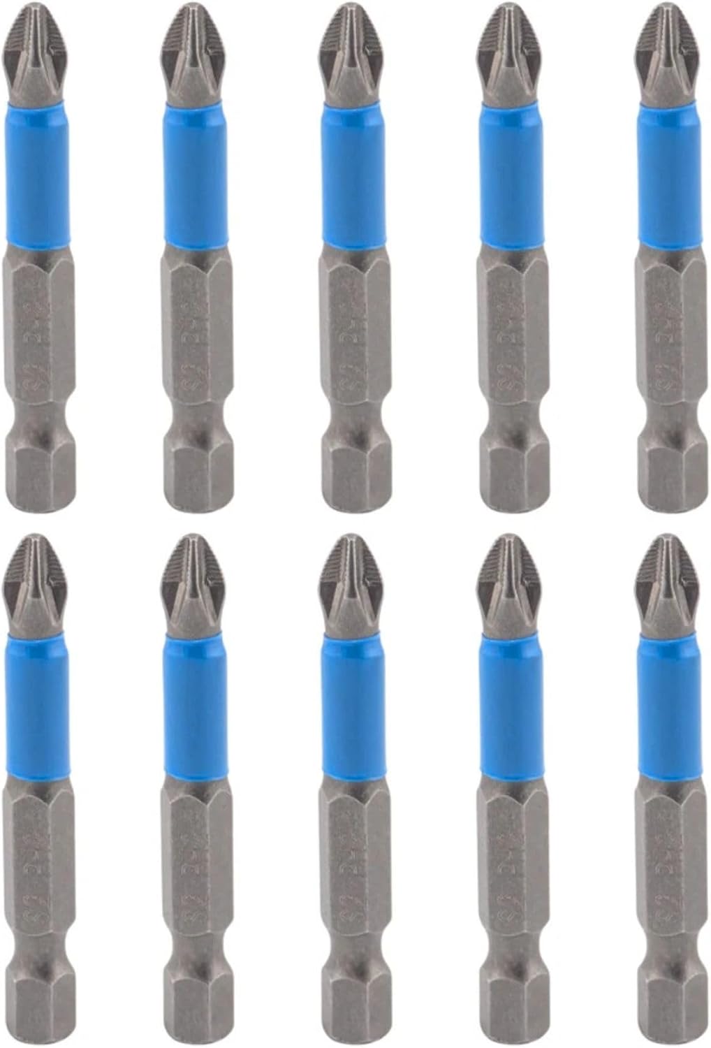 Magnetic 10pcs PZ2 50mm Pozi Drive 2 Impact Duty Screwdriver Drill Bits Set S2 Steel