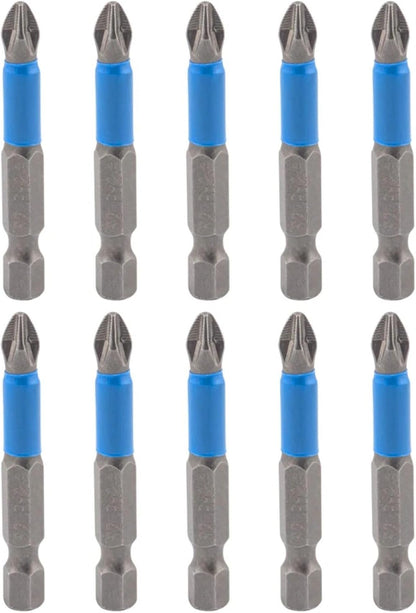 Magnetic 10pcs PZ2 50mm Pozi Drive 2 Impact Duty Screwdriver Drill Bits Set S2 Steel