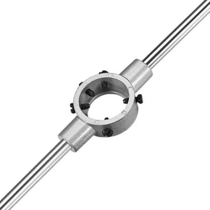 Adjustable Die Stock Handle Wrench Hand Tool with M14 x 1.5 Threading Round Die and 38mm Adjustable Holder (Fits M12-M16 Dies)