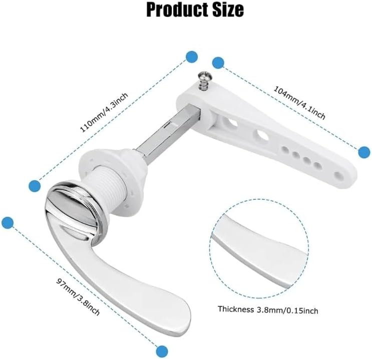 Universal Replacement Toilet Flush Handle Lever Arm Kit for Toilet WC Cistern Tank in Chrome Silver Metal