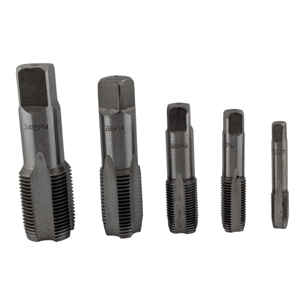 5 Piece BSP Pipe Tap Set, 1/8", 1/4", 3/8", 1/2"
