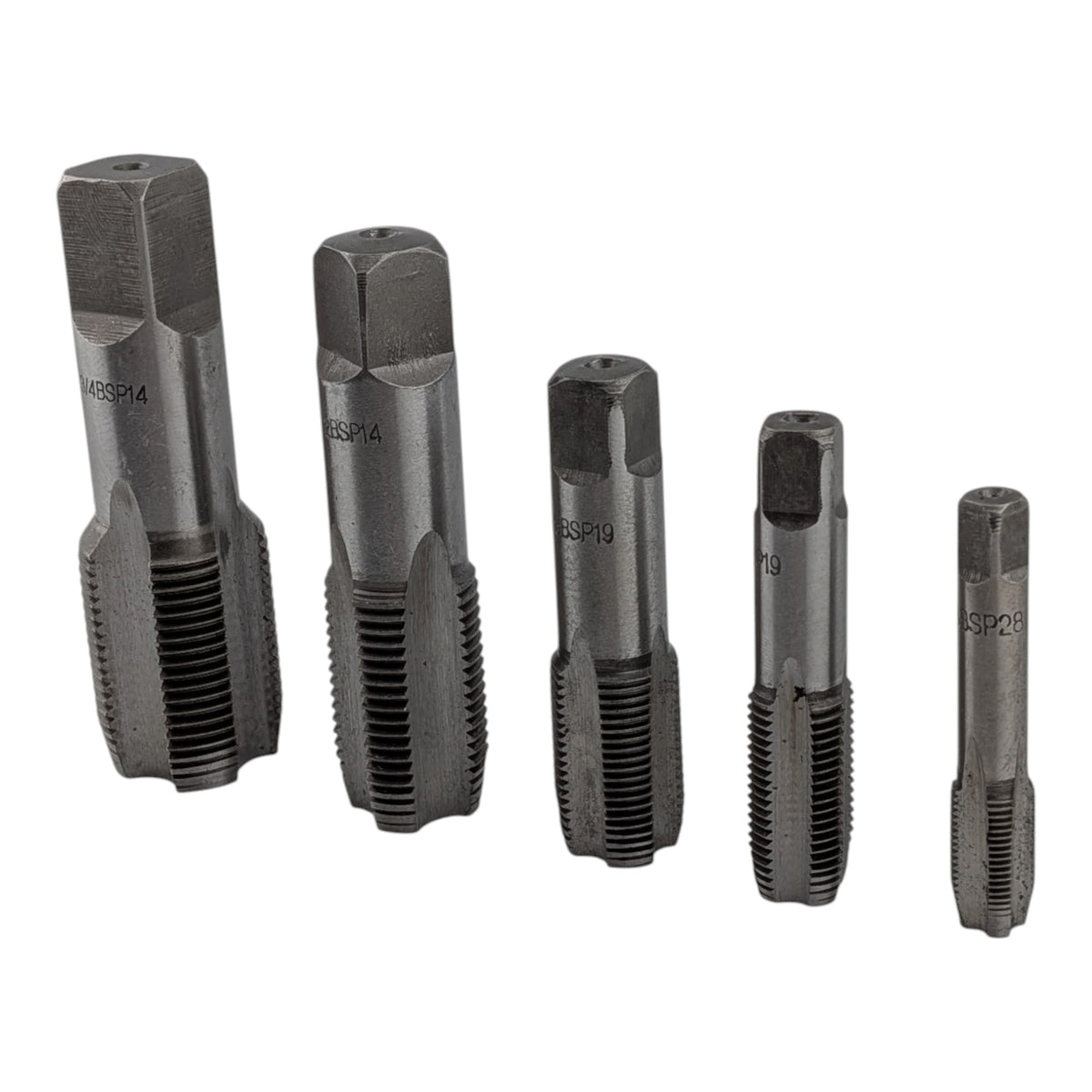 5 Piece BSP Pipe Tap Set, 1/8", 1/4", 3/8", 1/2"