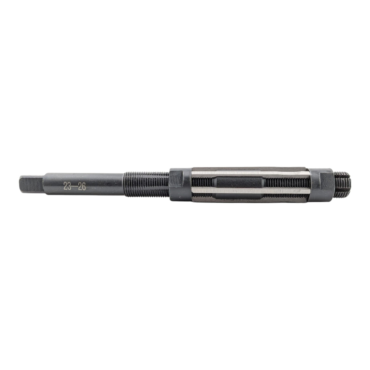 Adjustable HSS H8 hand reamer, 23 to 26mm, 6 straight flutes