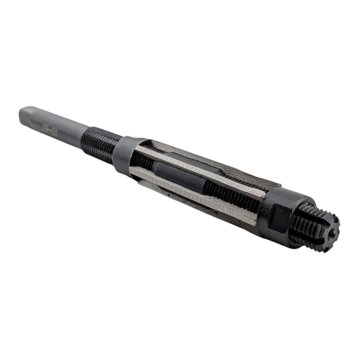 Adjustable HSS H8 hand reamer, 19 to 21mm, 6 straight flutes