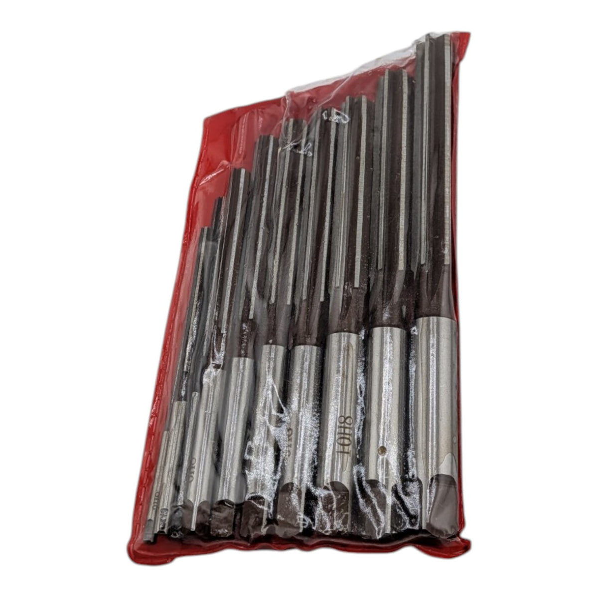 3mm to 12mm H8 hand reamer set, alloy tool steel, 6 straight flutes