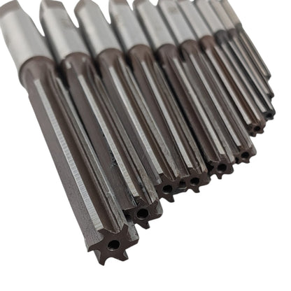 3mm to 12mm H8 hand reamer set, alloy tool steel, 6 straight flutes