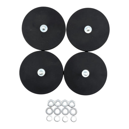 4 rubber coated neodymium magnets with M8 male thread