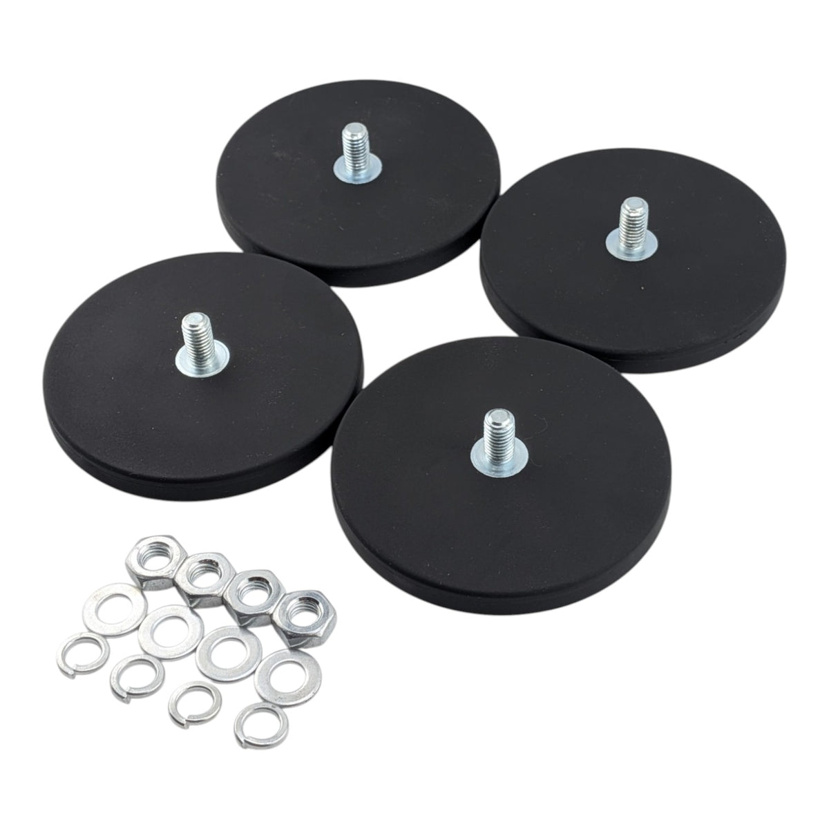 4 rubber coated neodymium magnets with M8 male thread