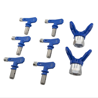 Reversible airless paint sprayer nozzle tips
