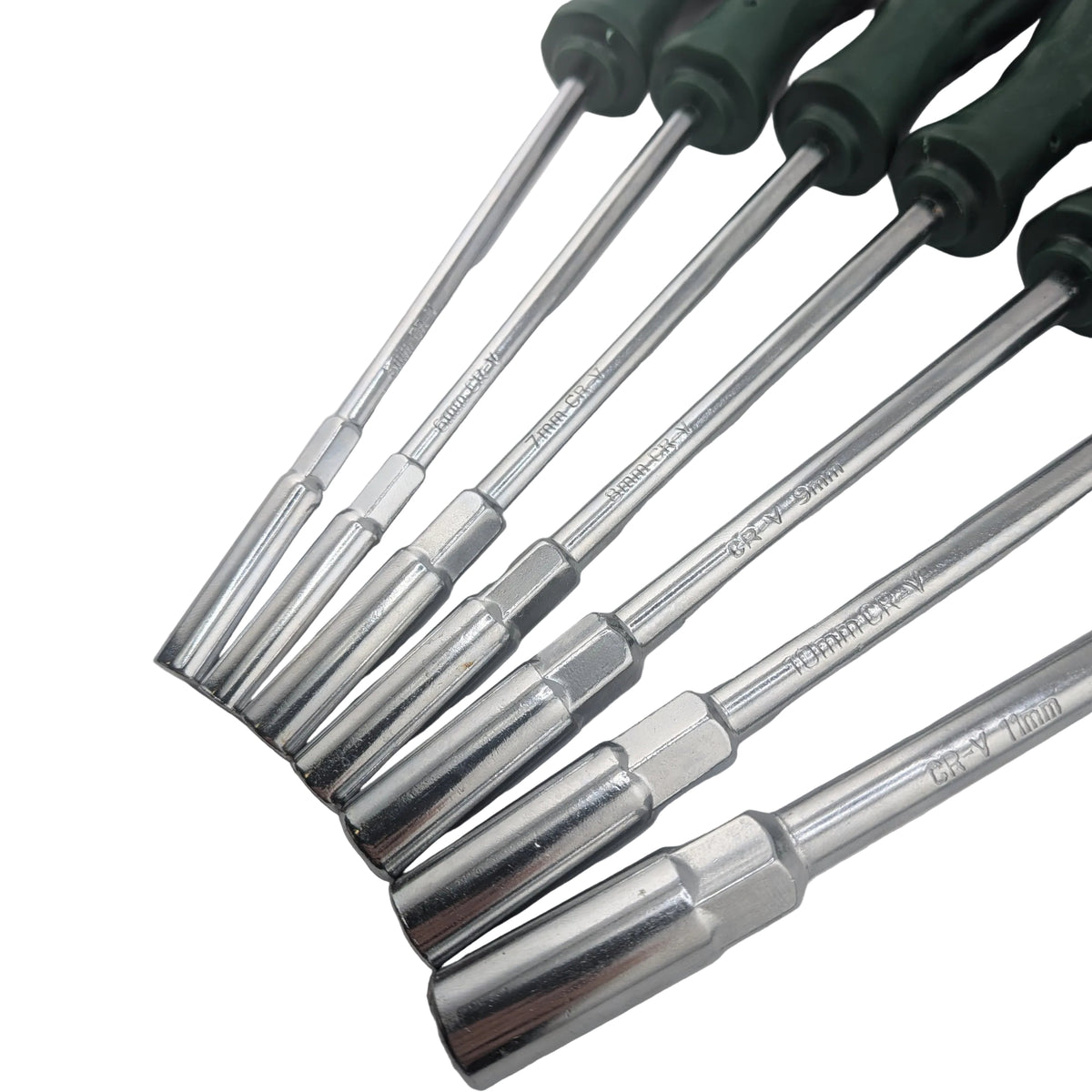 Hex nut driver set 5 to 11mm, non-magnetic, with non-slip handles