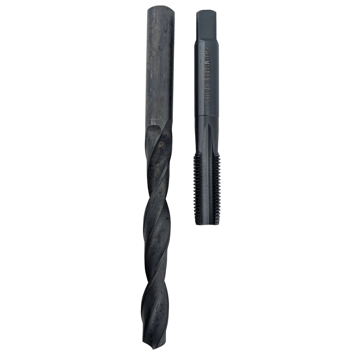 M14 x 1.5 straight flute tap with 12.5mm black oxide drill bit set