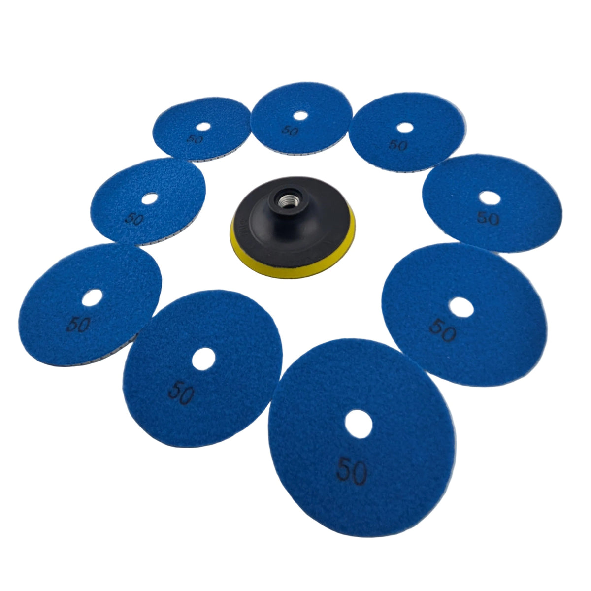 4 inch wet dry diamond polishing pad kit for concrete, marble and tile, 9 pads and backing plate