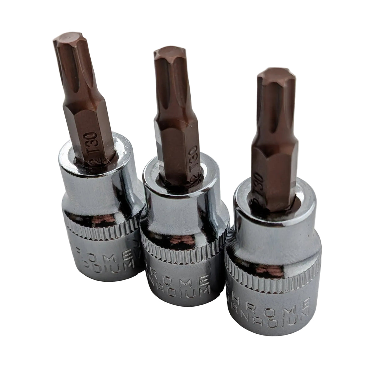 3 pack 3/8 inch drive Torx T30 bit sockets, S2 steel, 48mm