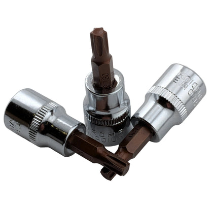 3 pack 3/8 inch drive Torx T30 bit sockets, S2 steel, 48mm