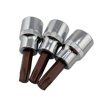 3 pack 3/8 inch drive Torx T40 bit sockets, S2 steel, 48mm