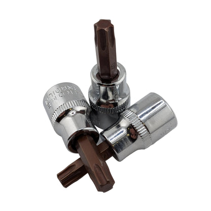 3 pack 3/8 inch drive Torx T40 bit sockets, S2 steel, 48mm