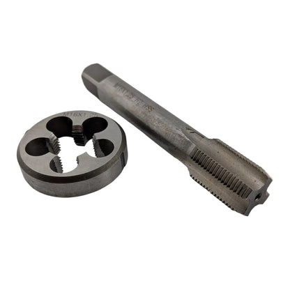 M16 x 1.25mm metric HSS machine thread tap and round die set