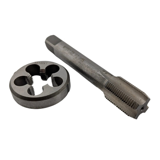 M16 x 1.25mm metric HSS machine thread tap and round die set