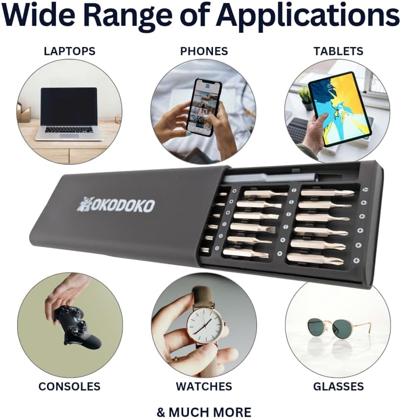 Precision Mini Screwdriver Set – Repair Tool Kit for iPhone, MacBook, iPad, Laptop, PC, Computer, Phone, Tablet, Nintendo Switch, PS5, PS4, Xbox, Ring Doorbell, Glasses, Electronics, Toys & Watches