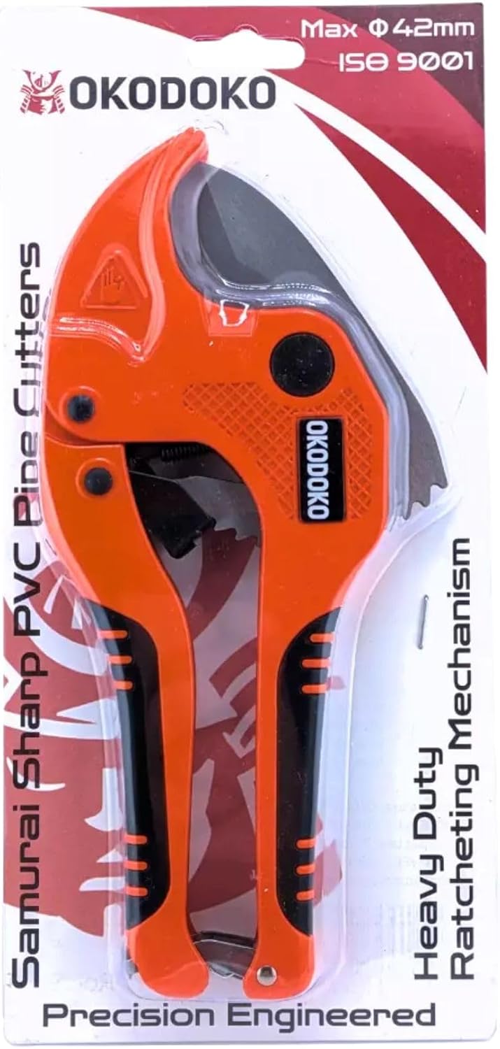 Ratcheting Pipe Cutter 42mm Max Diameter for PVC, PEX & PPR Plastic Pipe/Hoses
